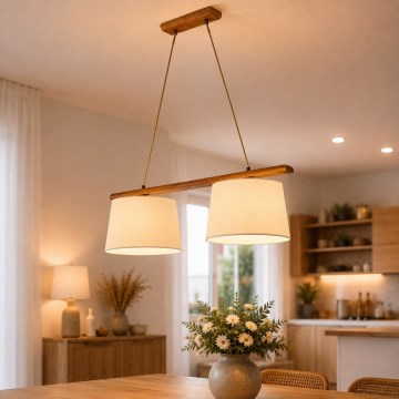 Pendelleuchte AIDA 2xE27/15W/230V Ø 35 cm Eiche/Creme