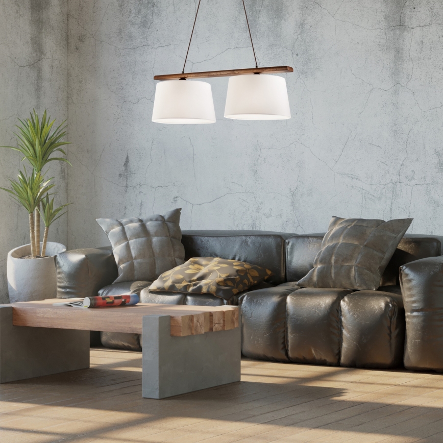 Pendelleuchte AIDA an Kabel, 2xE27/60W/230V, Ø 35 cm, Eiche/Nussbaum