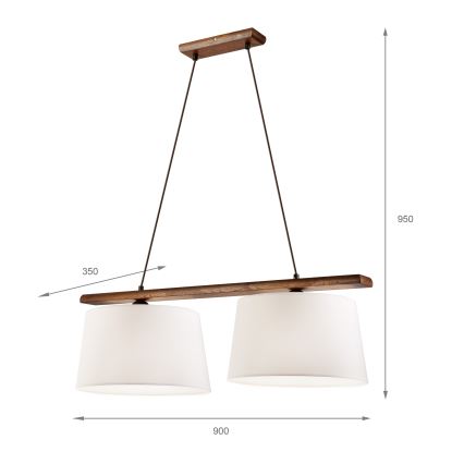 Pendelleuchte AIDA an Kabel, 2xE27/60W/230V, Ø 35 cm, Eiche/Nussbaum