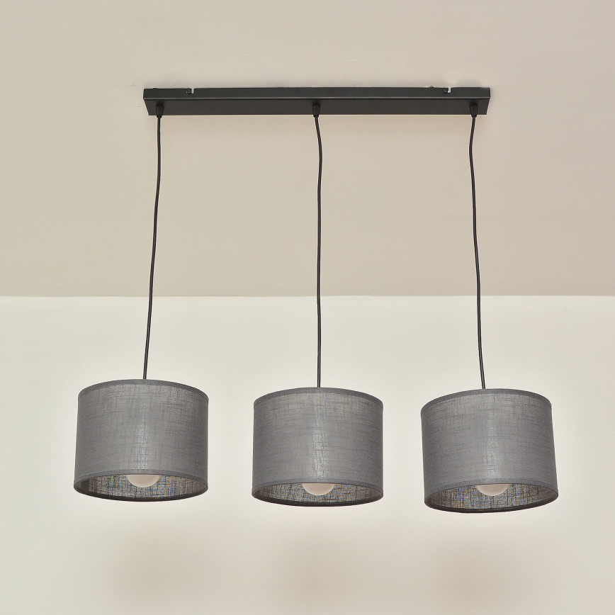 Pendelleuchte ALBA mit Kabelaufhängung, 3xE27/15W/230V, grau