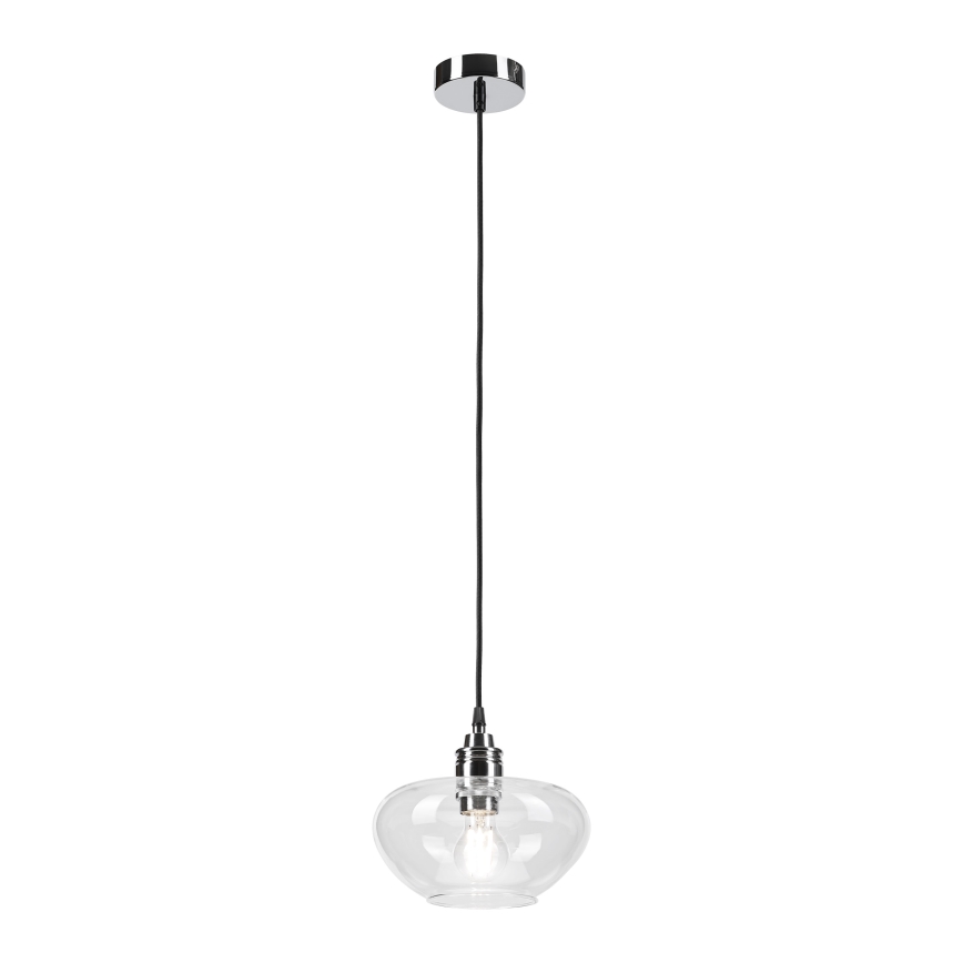 Pendelleuchte an Drahtseil FLO 1xE27/15W/230V glänzender Chrom/klar