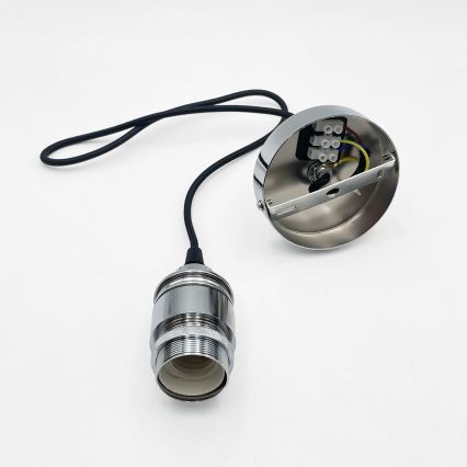 Pendelleuchte an Drahtseil FLO 1xE27/15W/230V glänzender Chrom/klar