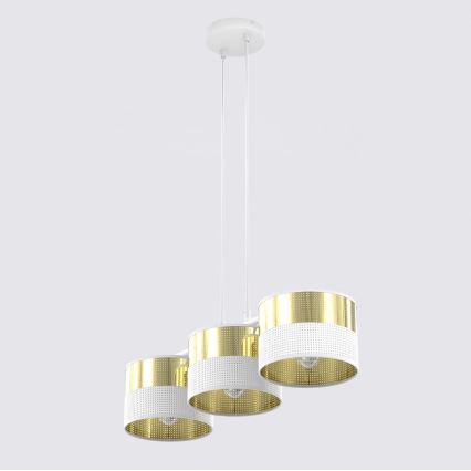 Pendelleuchte an Drahtseil LUX 3xE27/15W/230V weiß/gold