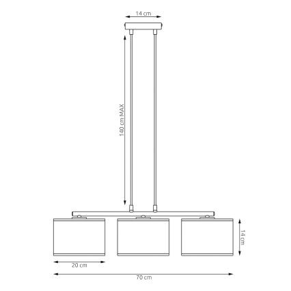 Pendelleuchte an Drahtseil LUX 3xE27/15W/230V weiß/gold