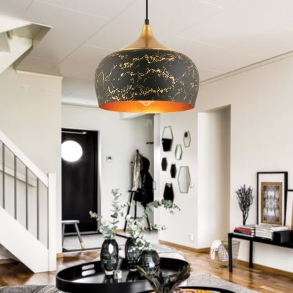 Pendelleuchte an Drahtseil MONZA 1xE27/40W/230V Ø 30 cm schwarz/bronze
