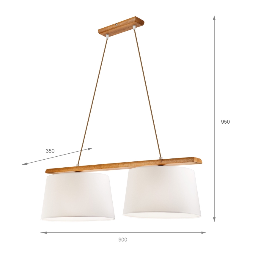 Pendelleuchte an Kabel AIDA 2xE27/60W/230V Ø 35 cm Eiche