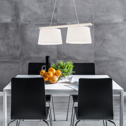 Pendelleuchte an Kabel AIDA 2xE27/60W/230V Ø 35 cm Eiche/Weiß