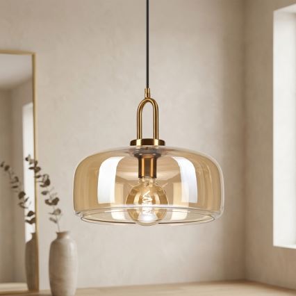 Pendelleuchte an Kabel AMAYA 1xE27/15W/230V gold/rauchbeige