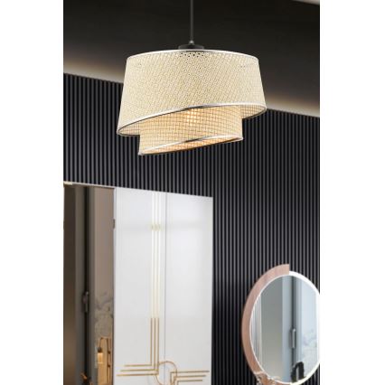 Pendelleuchte an Kabel BARETTE 1xE27/60W/230V creme/glänzender Chrom