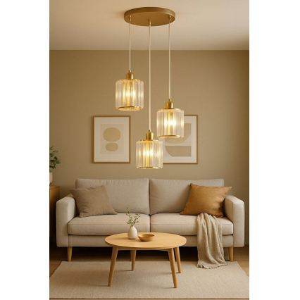 Pendelleuchte an Kabel BELLA 3xE27/40W/230V goldfarben