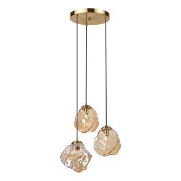 Pendelleuchte an Kabel CRISTAL 3xE14/15W/230V Messing/rauchiges Beige