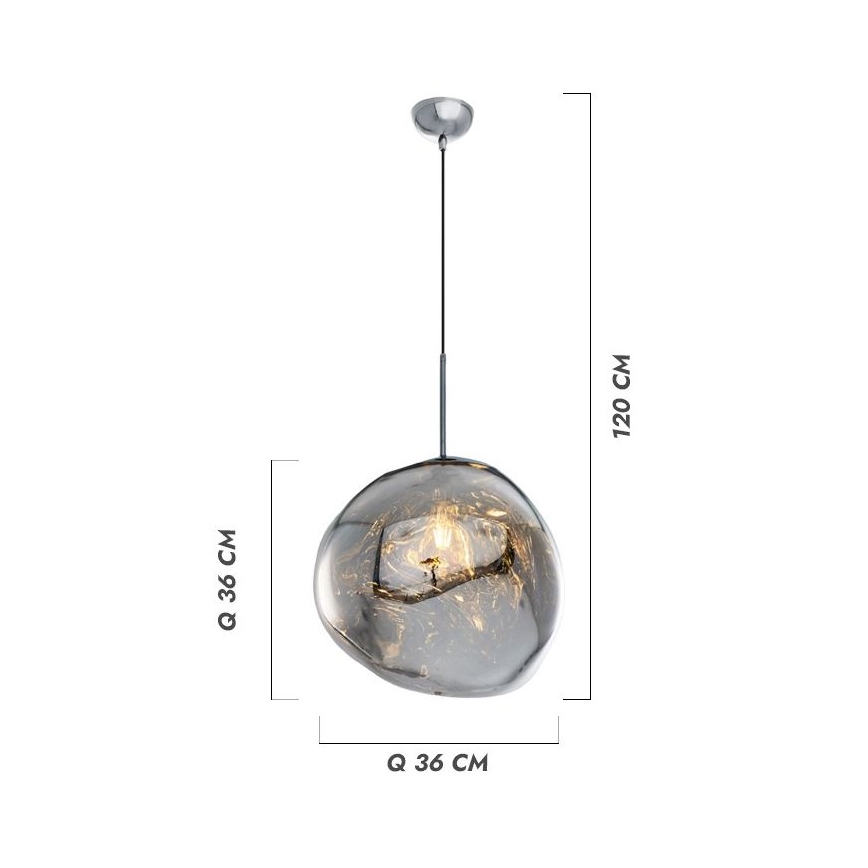 Pendelleuchte an Kabel CRUMPLED 1xE27/24W/230V Ø 36 cm rauchfarben