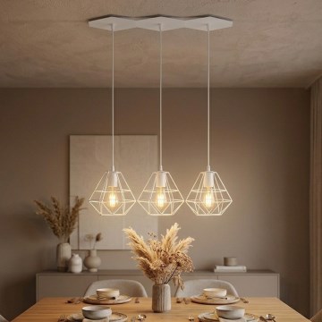 Pendelleuchte an Kabel DIAMOND 3xE27/60W/230V weiß