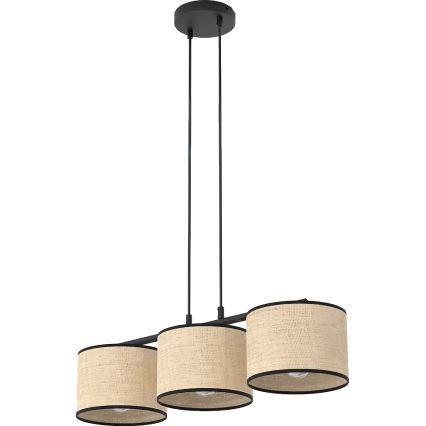 Pendelleuchte an Kabel ECO 3xE27/15W/230V beige/Rattan