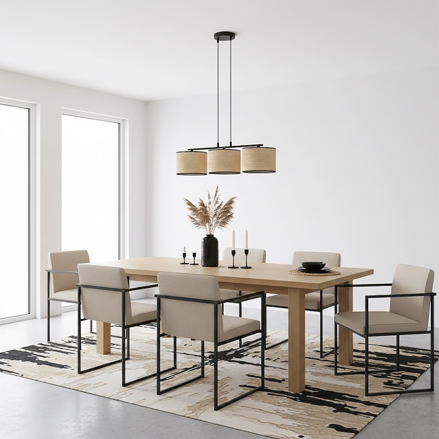 Pendelleuchte an Kabel ECO 3xE27/15W/230V beige/Rattan