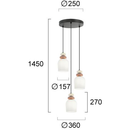 Pendelleuchte an Kabel HILDA 3xE14/40W/230V schwarz/braun