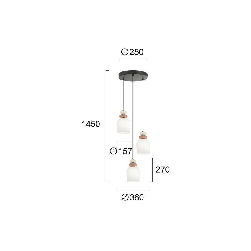 Pendelleuchte an Kabel HILDA 3xE14/40W/230V schwarz/braun