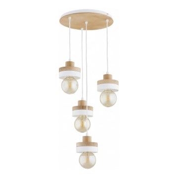 Pendelleuchte an Kabel LARSO 4xE27/15W/230V weiß/beige