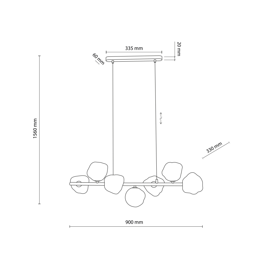 Pendelleuchte an Kabel LAVA 7xG9/8W/230V beige/rauchfarben