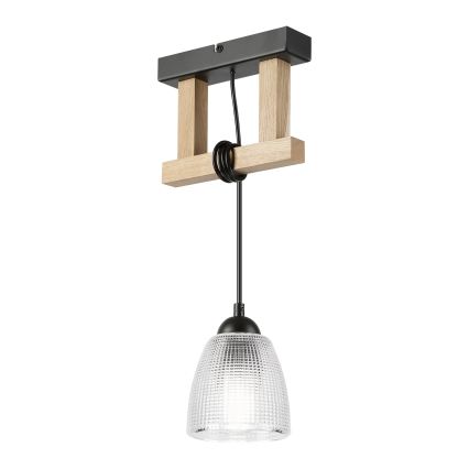 Pendelleuchte an Kabel LEANDRA 1xE27/15W/230V Eiche/Schwarz