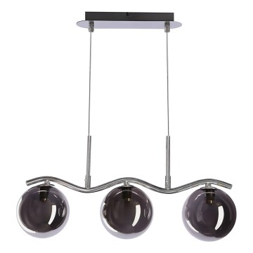 Pendelleuchte an Kabel LUMOS 3xG9/20W/230V rauchschwarz
