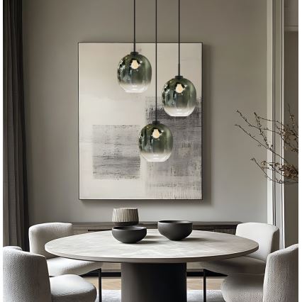 Pendelleuchte an Kabel MIRROR 3xE27/14W/230V rauchgrün