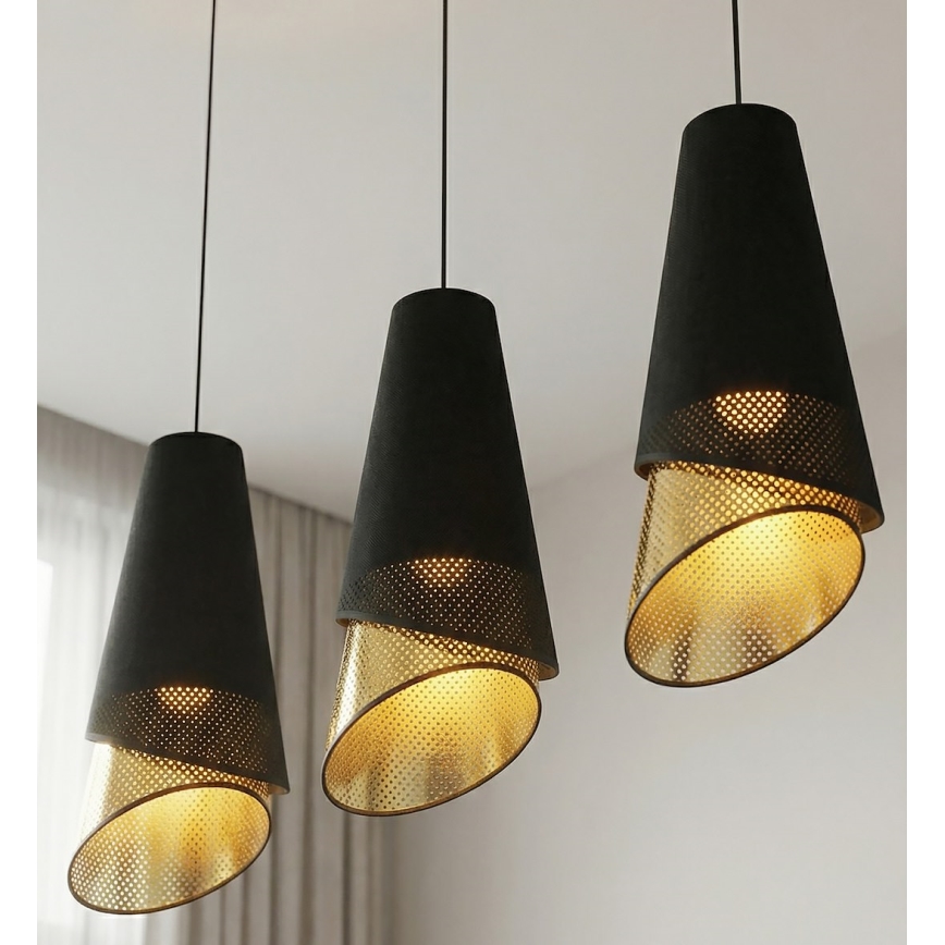 Pendelleuchte an Kabel MODA 3xE27/15W/230V schwarz/gold