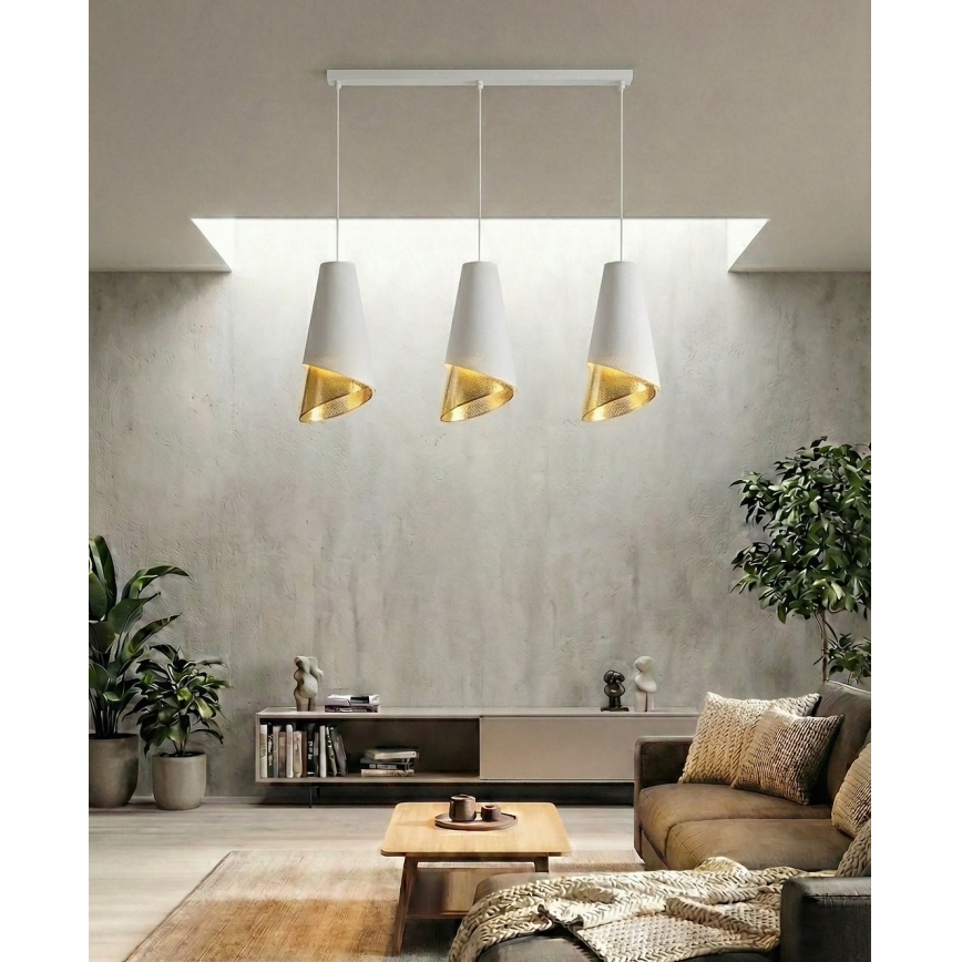 Pendelleuchte an Kabel MODA 3xE27/15W/230V weiß/gold