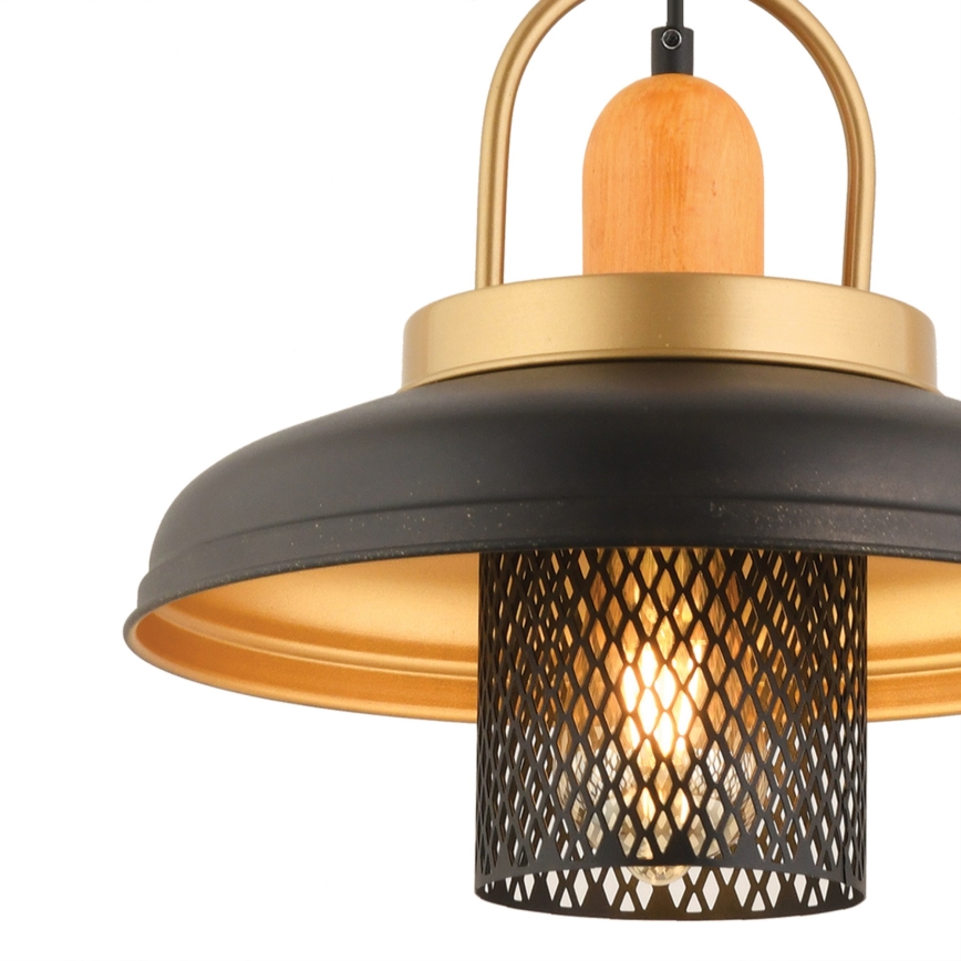 Pendelleuchte an Kabel MONZA 1xE27/40W/230V Ø 32 cm schwarz/gold