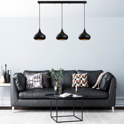 Pendelleuchte an Kabel MUBA 3xE27/40W/230V schwarz