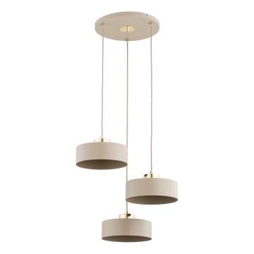Pendelleuchte an Kabel SELIA 3xE27/15W/230V Beige/Gold