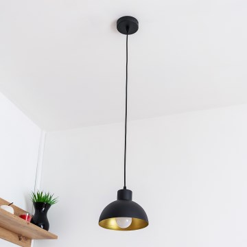 Pendelleuchte an Kabel VESPER 1xE27/15W/230 Ø 18 cm schwarz/gold