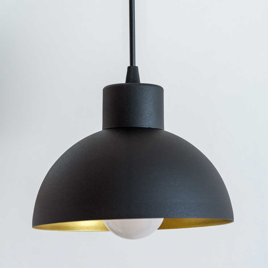 Pendelleuchte an Kabel VESPER 1xE27/15W/230 Ø 18 cm schwarz/gold