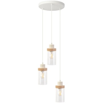 Pendelleuchte an Kabel WOODNEST 3xE27/15W/230V Kiefer/Creme
