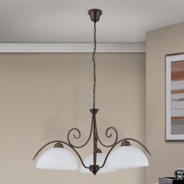Pendelleuchte an Kette RULA 3xE27/40W/230V Ø 70 cm weiß/bronze