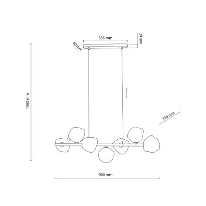 Pendelleuchte an Seil LAVA 7xG9/8W/230V Bronze/rauchbeige
