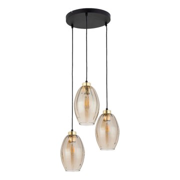 Pendelleuchte an Seil SEBO 3xE27/15W/230V schwarz/rauchbeige