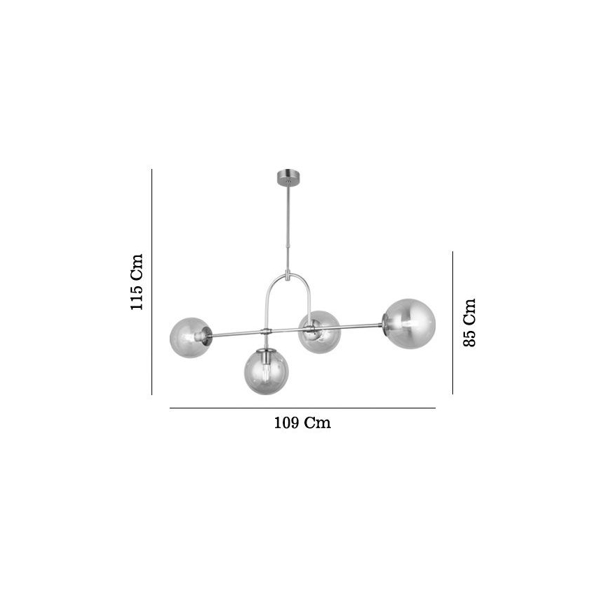 Pendelleuchte an Stange POLINO 4xE27/40W/230V goldfarben