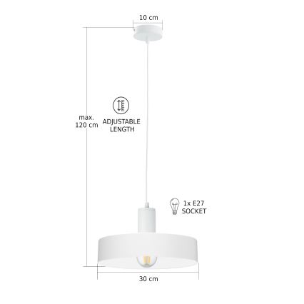 Pendelleuchte ARCANE mit Kabel 1xE27/60W/230V, weiß