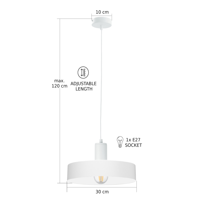 Pendelleuchte ARCANE mit Kabel 1xE27/60W/230V, weiß