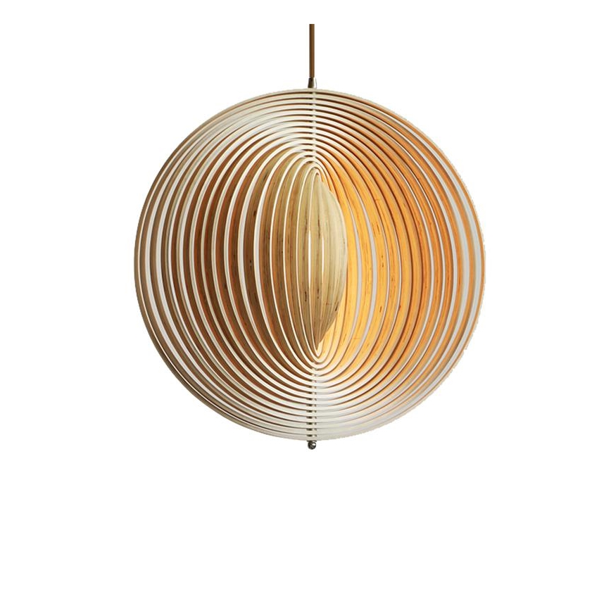 Pendelleuchte aus Holz mit Kabelaufhängung 1xE27/60W/230V Ø 43,5 cm Massivholz/Furnier/Buche/Gummibaum