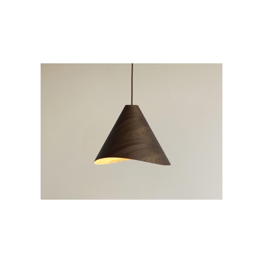 Pendelleuchte aus massivem Holz an Kabel, 1xE27/60W/230V, Ø 33 cm, Nussbaum / Kautschukholz