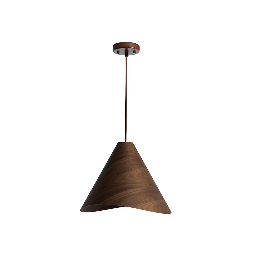 Pendelleuchte aus massivem Holz an Kabel, 1xE27/60W/230V, Ø 33 cm, Nussbaum / Kautschukholz