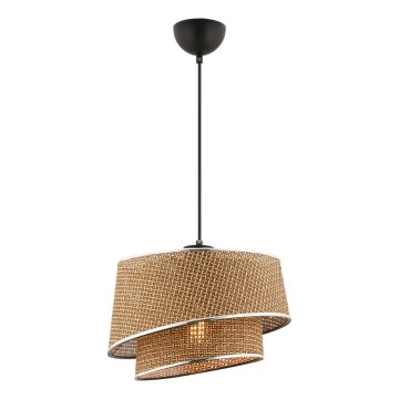 Pendelleuchte BARETTE, 1x E27 (max. 60 W), 230 V, Braun / glänzender Chrom