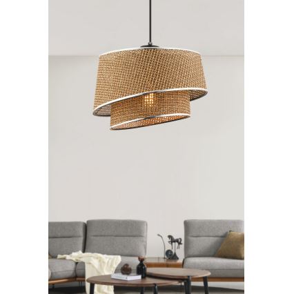 Pendelleuchte BARETTE, 1x E27 (max. 60 W), 230 V, Braun / glänzender Chrom