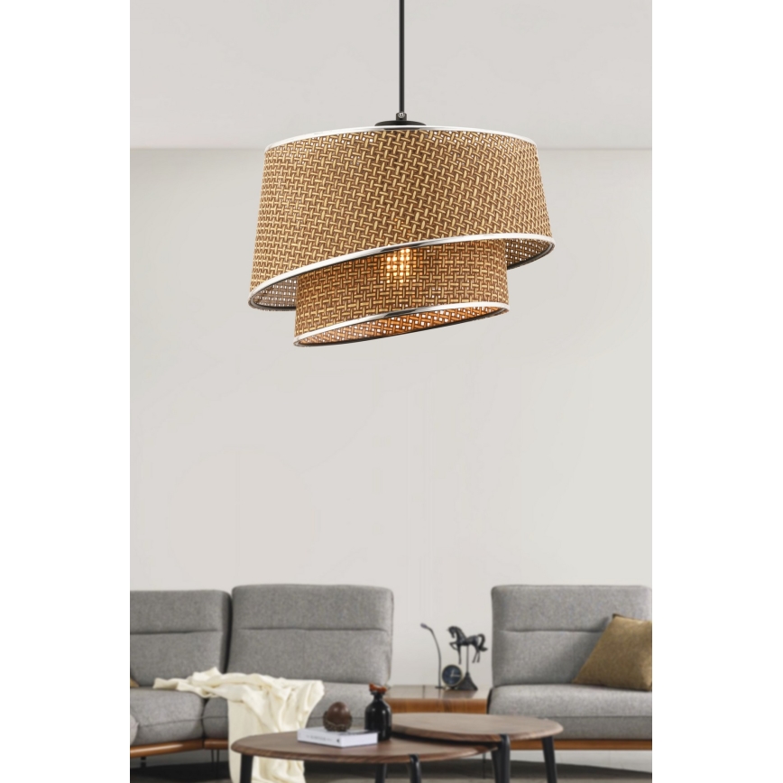 Pendelleuchte BARETTE, 1x E27 (max. 60 W), 230 V, Braun / glänzender Chrom