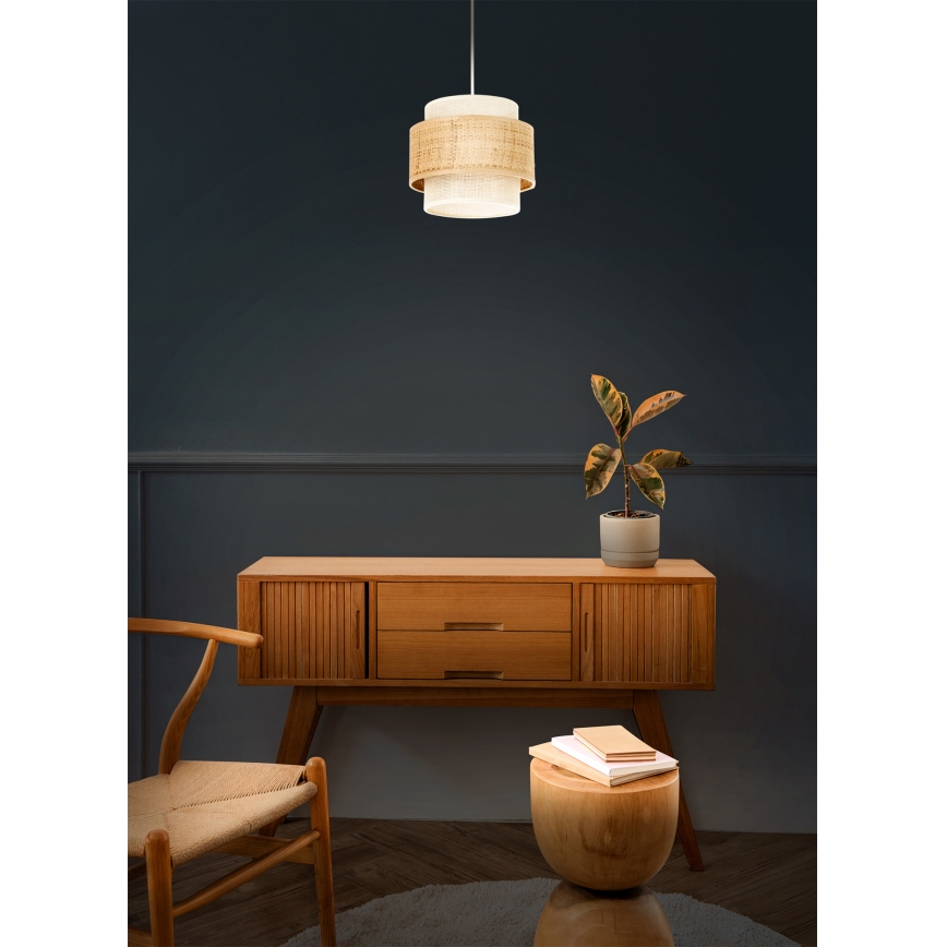 Pendelleuchte BOHO mit Kabel 1xE27/60W/230V Ø 20 cm Jute/Creme