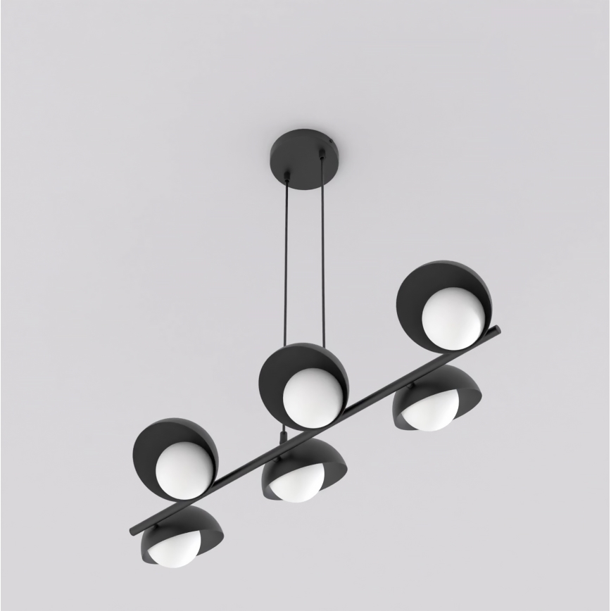 Pendelleuchte BOOM mit Seilaufhängung, 6xG9/8W/230V, schwarz