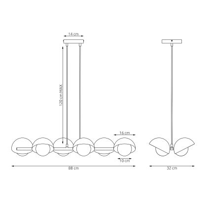 Pendelleuchte BOOM mit Seilaufhängung, 6xG9/8W/230V, schwarz