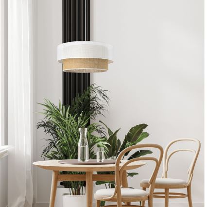 Pendelleuchte BORHO mit Kabelaufhängung 1xE27/60W/230V Ø 40 cm weiß/jute